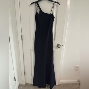 NWT Vince Camuto Navy Blue Formal Gown With Rhinestone Embellishments
